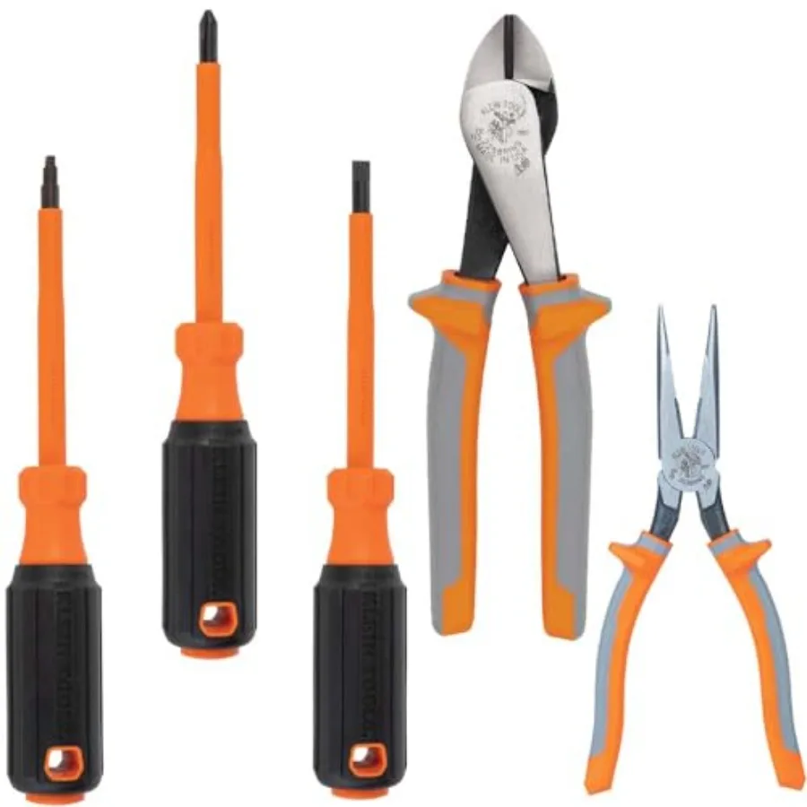 

9419R 1000V Insulated Tool Set Made in USA with Diagonal-Cutter Long-Nose Pliers and 3 Screwdrivers 5-Piece