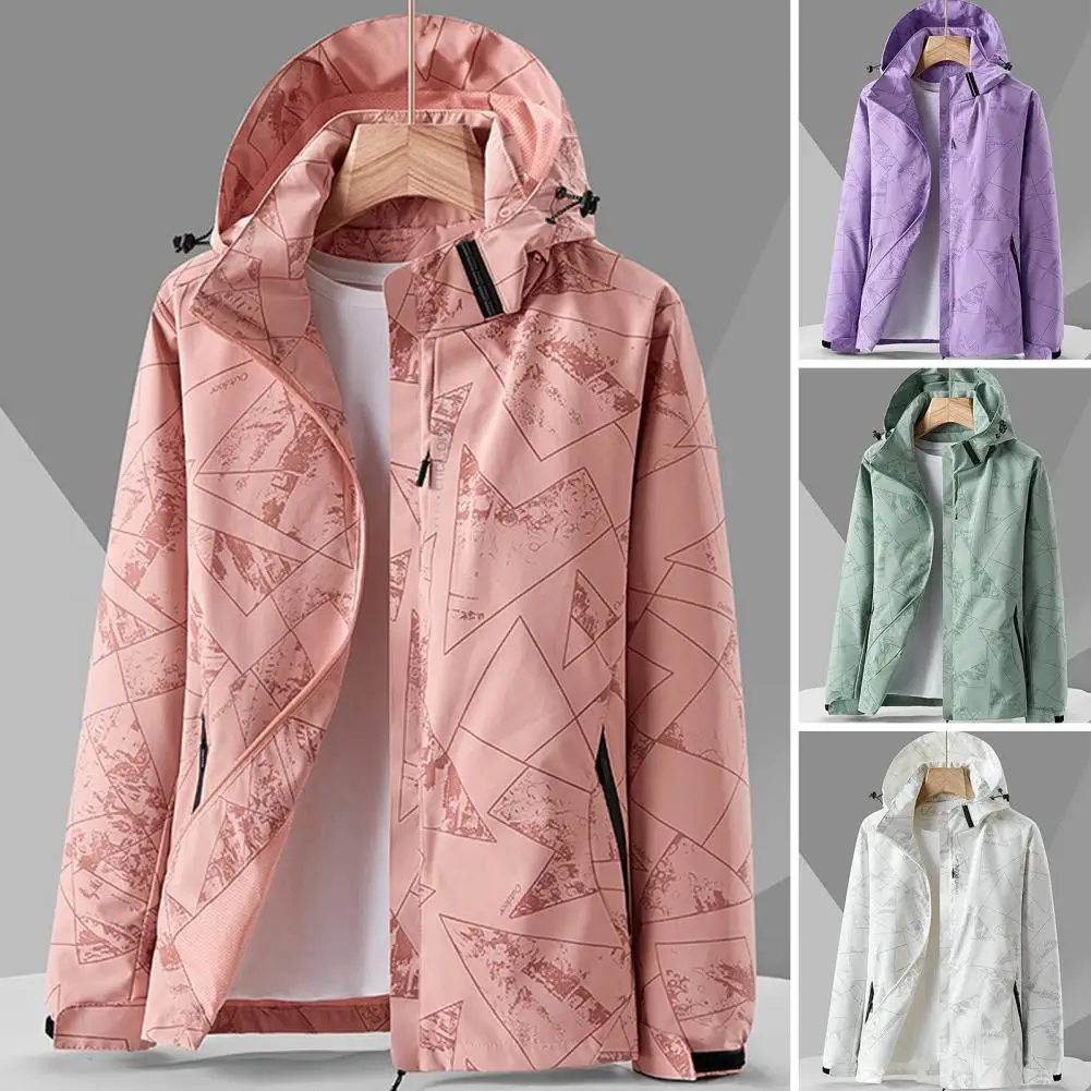 Camping Hiking Jacket Women Autumn Outdoor Sports Coats Climbing Trekking Windbreaker Travel Waterproof Purple Rosy