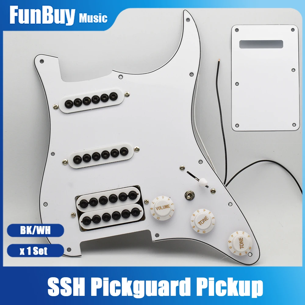 SSH Umbrella-type Loaded Prewired Pickguard Pickup Tone Volume Control with Guitar Backplate for ST Electric Guitar White Black