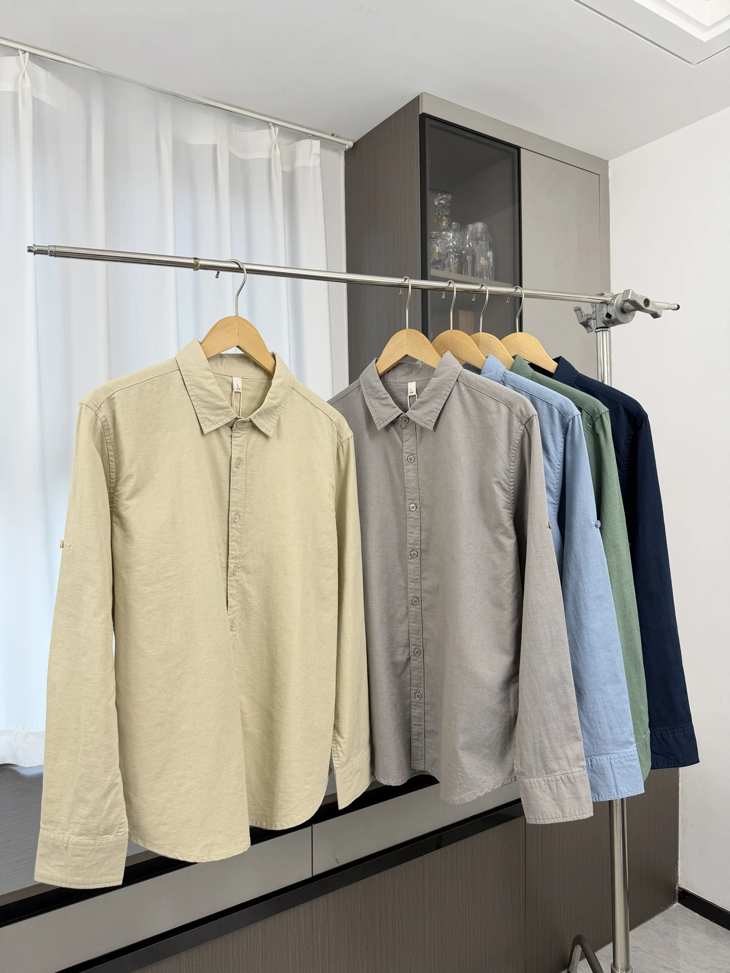 

Breathable Cotton Linen Blend Long Sve irt Men's Spring Commute Versatile Color Skin-friendly Loose Fit Button up