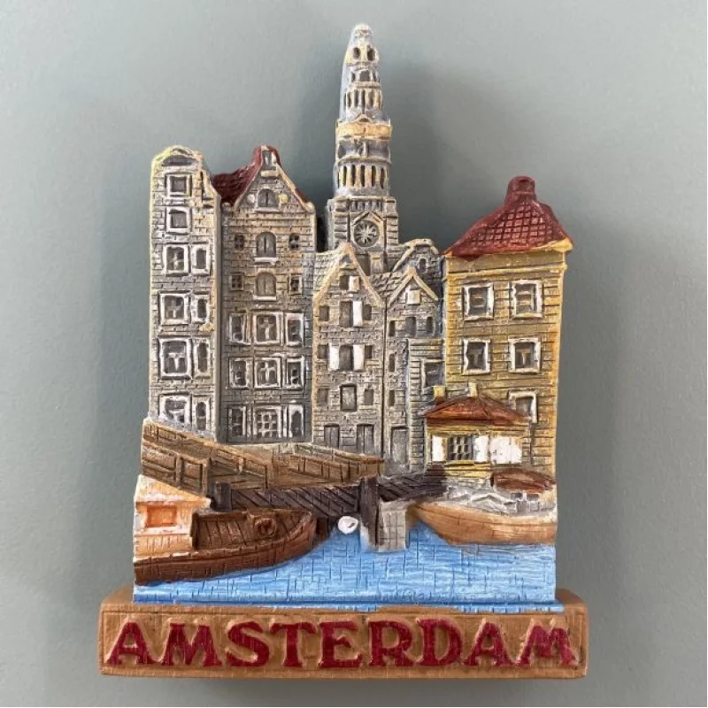 Amsterdam, Netherlands Capital City Tourist Souvenir Creative 3D Street Scene Decoration Craft Magnetic Fridge Magnet