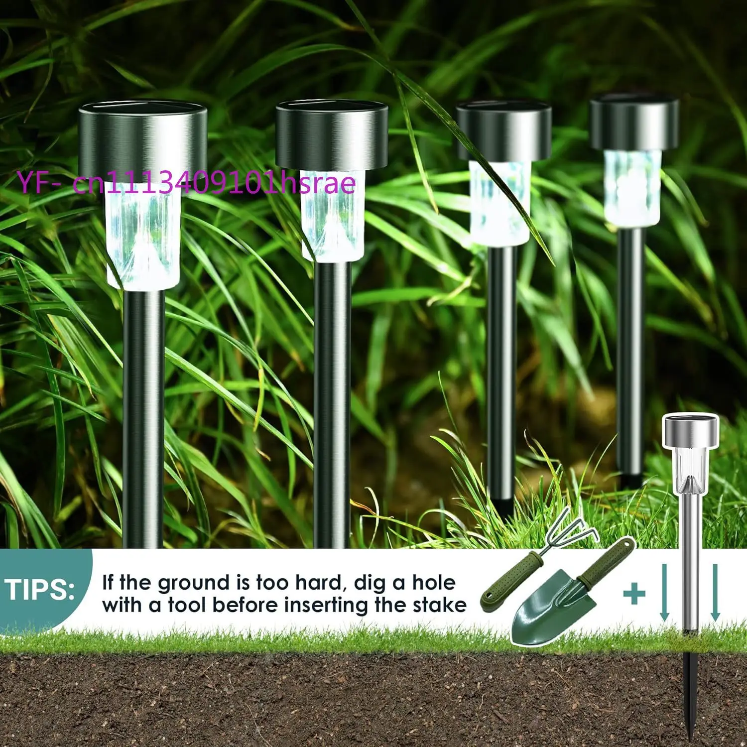 Solar Stainless Steel Outdoor Tube Light, LED Lawn Lamp, Waterproof Garden Pathway Light, Villa Landscape Decoration Night Light