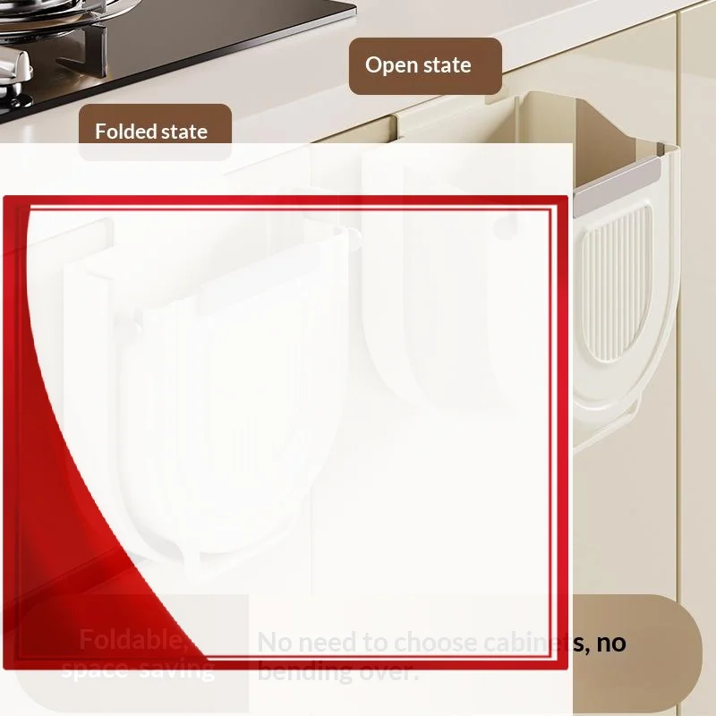 Foldable Wall Mounted Kitchen Trash Can No Drill Hanging Collapsible Bin For Cabinet Door