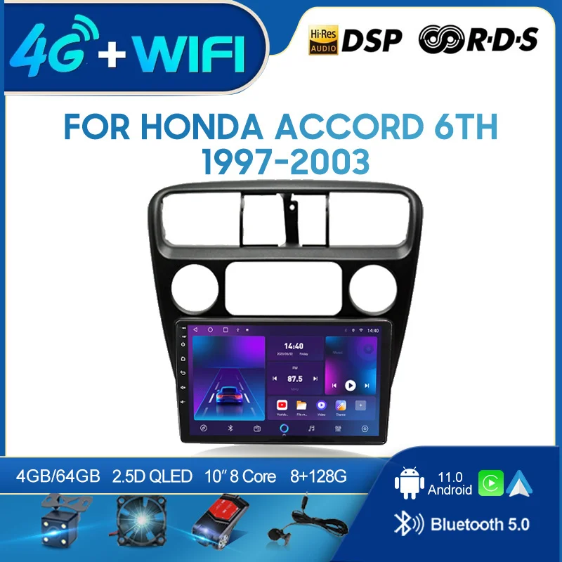 

QSZN For Honda Accord 6TH 1997-2003 LHD 2 din Android 12.0 Car Radio Multimedia Video Player GPS Navigation 4G Carplay Head unit