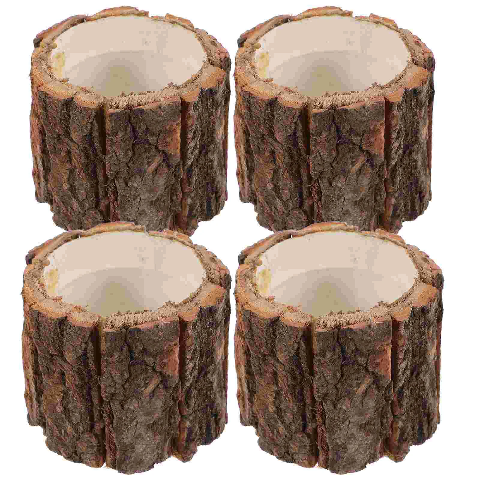 

Flower Pots Pastoral Style Waterproof Bark Bucket Arrangement Box 4pcs (small Size 9cm*8cm) Muicle Planta Natural Wood Planter