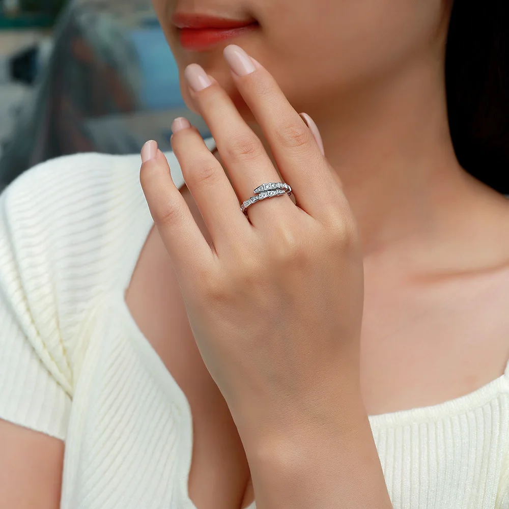 0.37CTW Luxury S925 Silver Moissanite Ring for Women Stackable Eternity Band Engagement Jewelry view 5