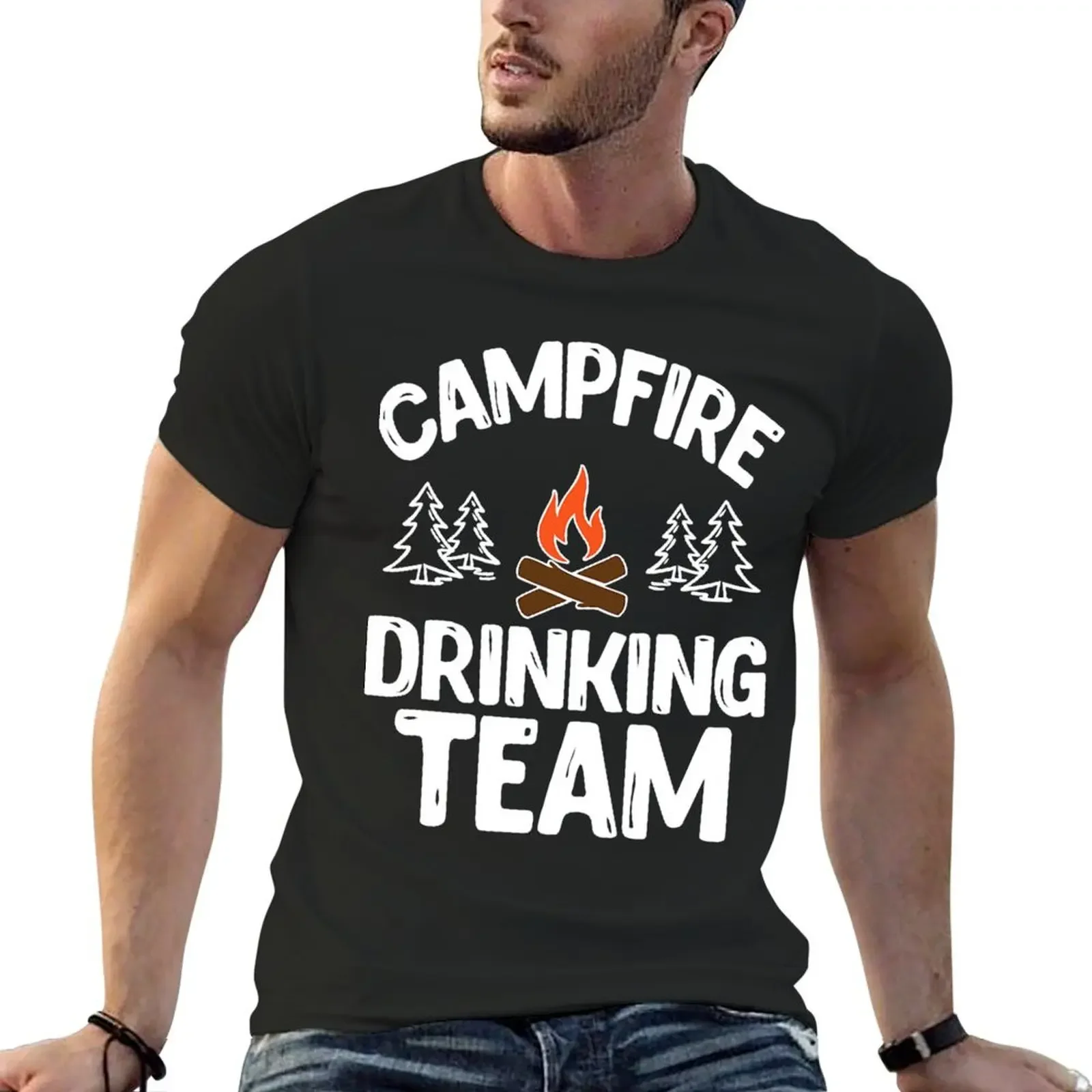 Campfire Drinking Team Camping Lovers Camper T-Shirt aesthetic clothes custom shirt summer tops clothes for men