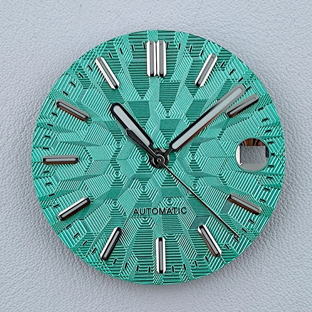 28.5mm NH35 Dial Watch Dial Custom logo Dial Green Luminous dial Fit NH35 movement watch tools