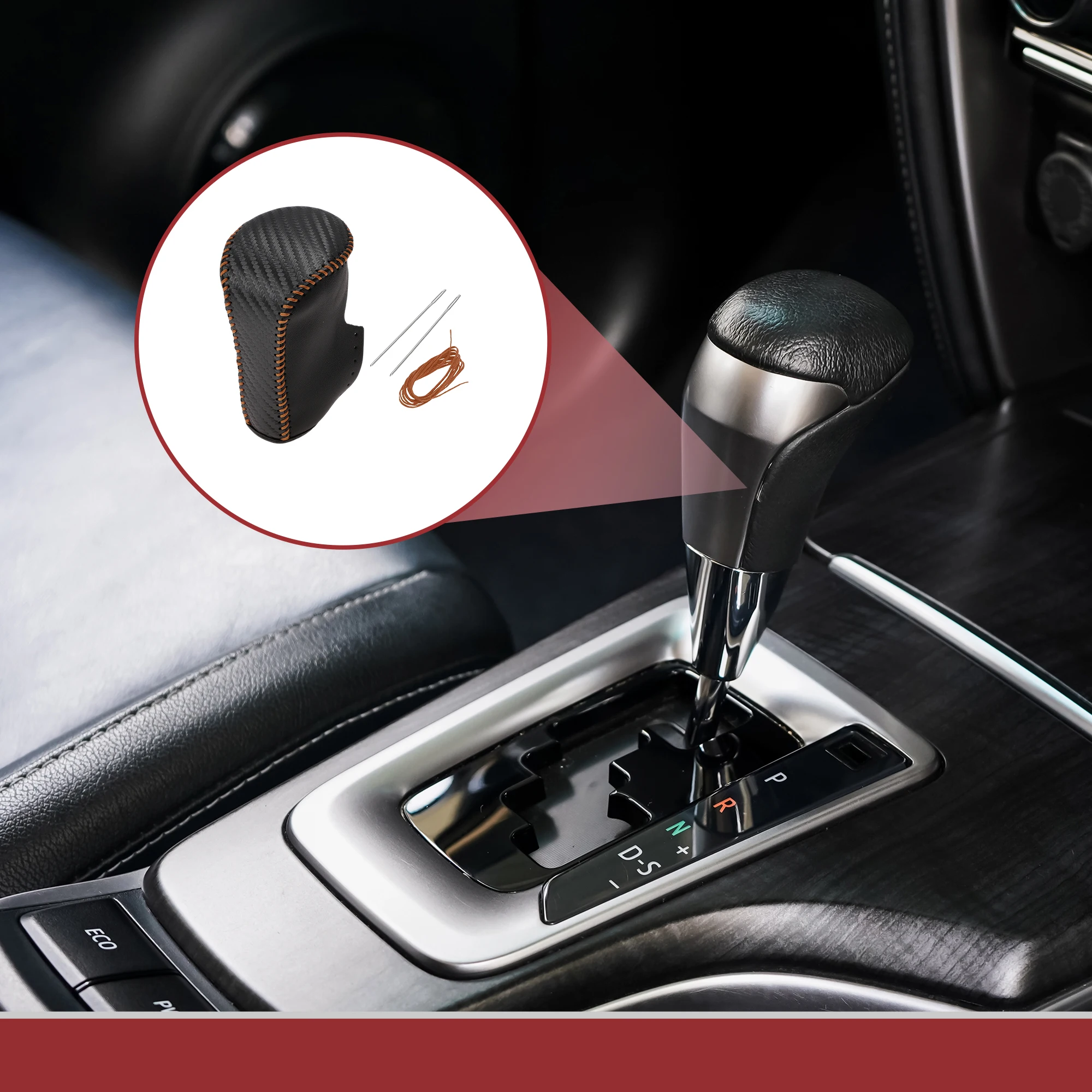 

UXCELL Anti-Slip Gear Shift Knob Cover Car Stick Shifting Handle Protector for Honda Accord 8 Black Orange