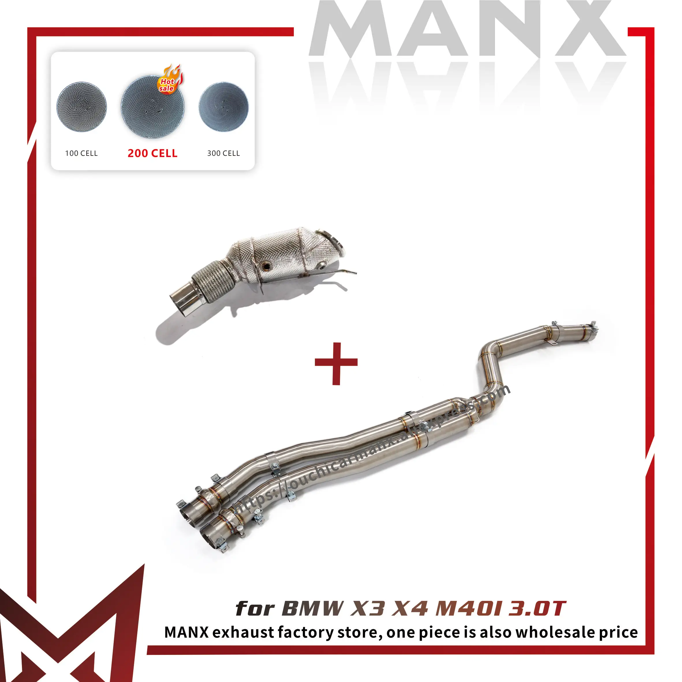 

MANX Middle pipe for BMW X3 X4 M40I 3.0 Stainless steel High performance Downpipe Exhaust system