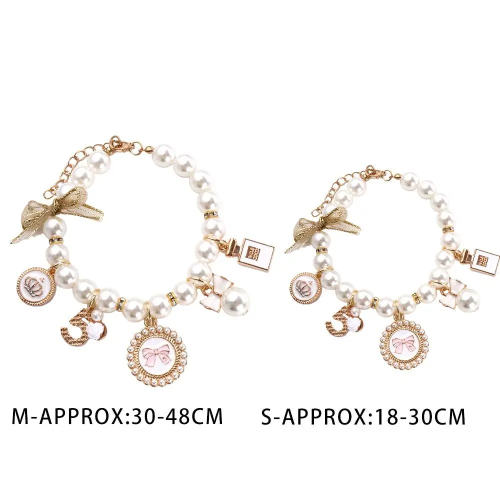 Fashion Wedding Jewelry Stuff Dog Chain Puppy Accessories Pearl Princess Pet  Collars Cat Jewelry Necklace Bow Collar