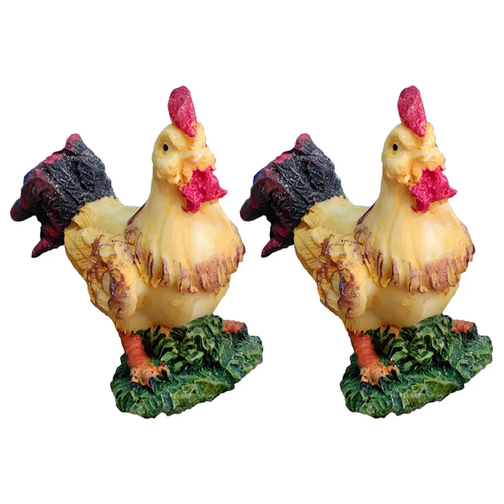 

2pcs Figurines Desktop Decoration Resin Statue Colorful Animal Decor Garden Yard Desktop Home Office Ornament
