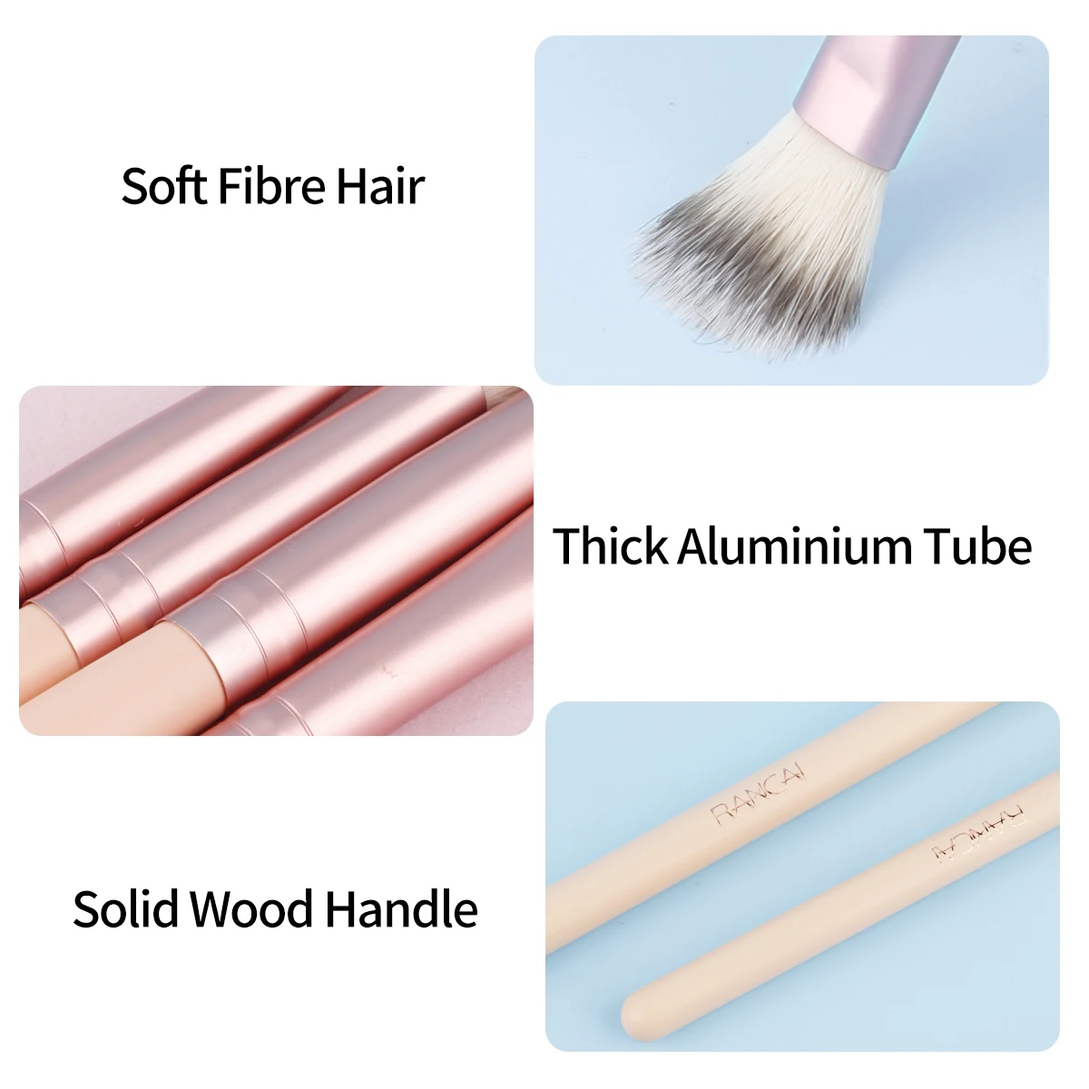 7 Uds. Kit de brochas para sombra de ojos, herramienta de maquillaje vegana con mango de madera, aplica impecable sombra de ojos y juegos de corrector