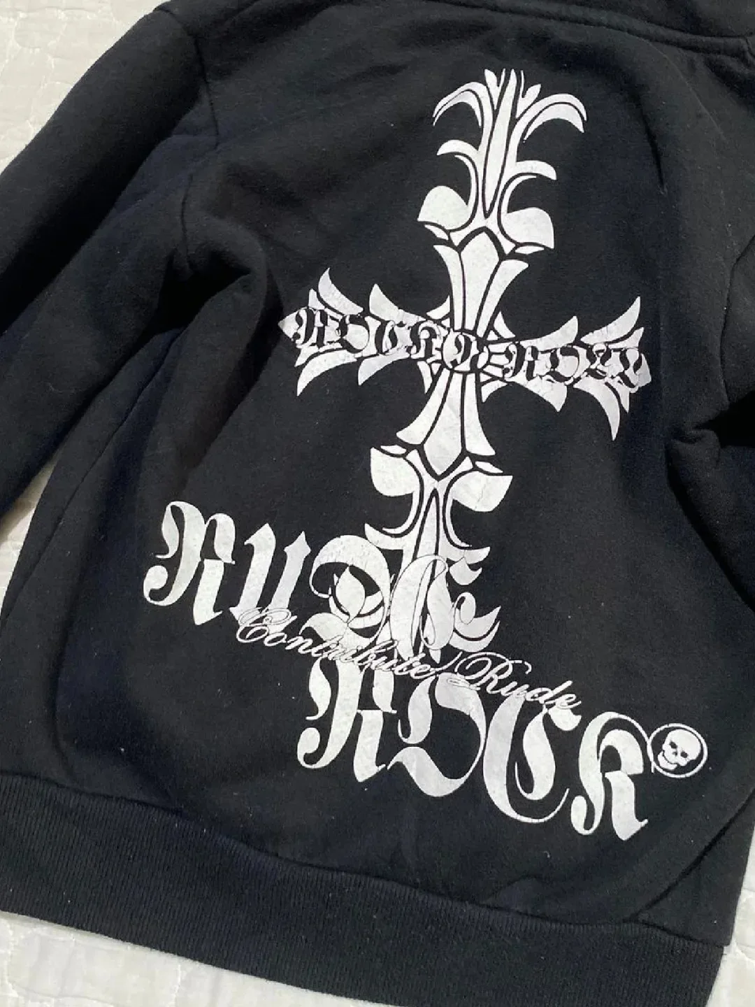 Vintage Cross\'s 90s Hoodies Winter Y2K Graphic Hooded Punk Street Clothes Zip-up Sweatshirts Casual Hoody Young Girl Streetwear