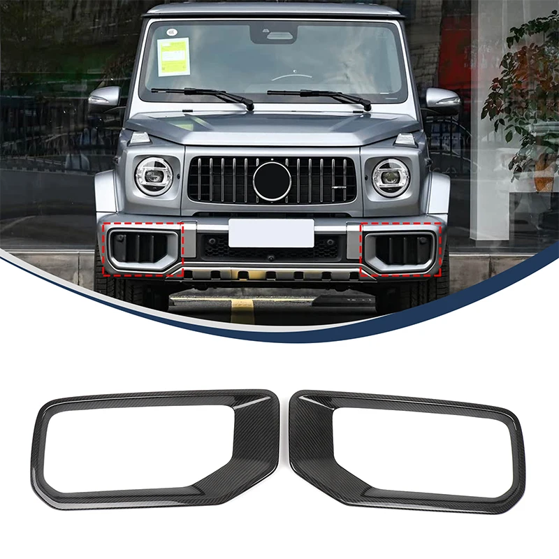

For Mercedes Benz G Class G63 2025+ Real Carbon Fiber Front Bumper Side Air Outlet Vent Frame Trim Sticker Accessories