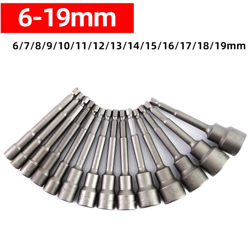 1pc 100mm Long 6-19mm Hexagon Nut Driver Drill Bit Socket Wrench Extension Sleeve Adapter Drill Bit For Power Drills Hand Tools