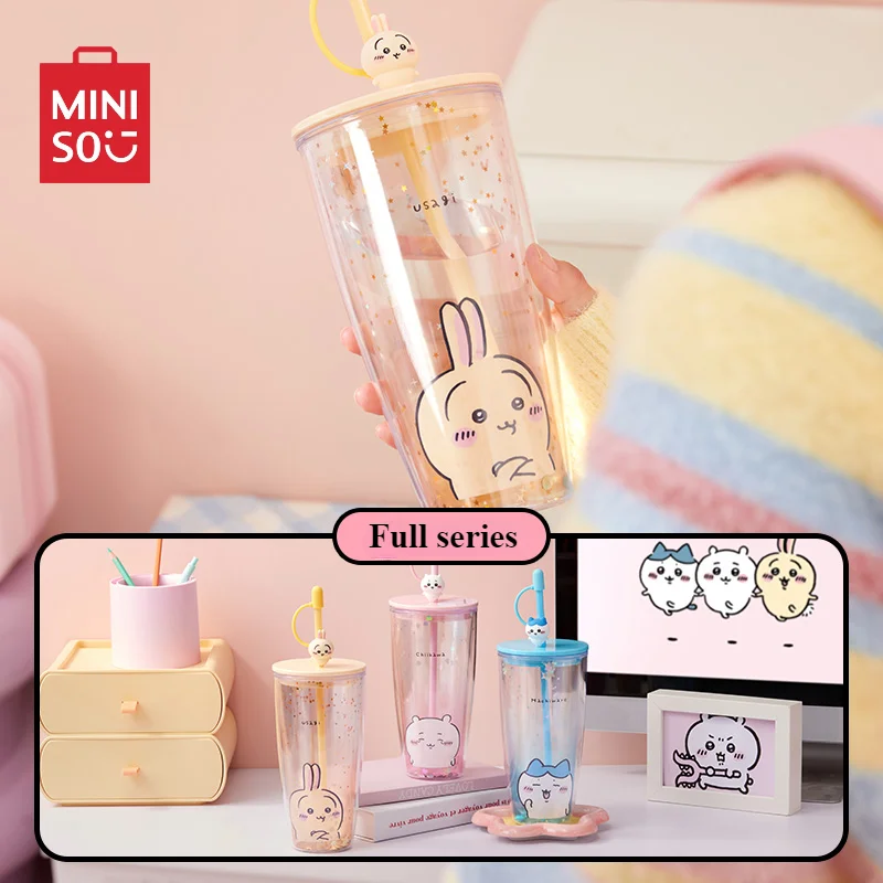 Miniso Chiikawa Straw Double-layer Water Cup 700mL Outdoor Portable Large Capacity Animation Peripheral Gifts Children's Toys