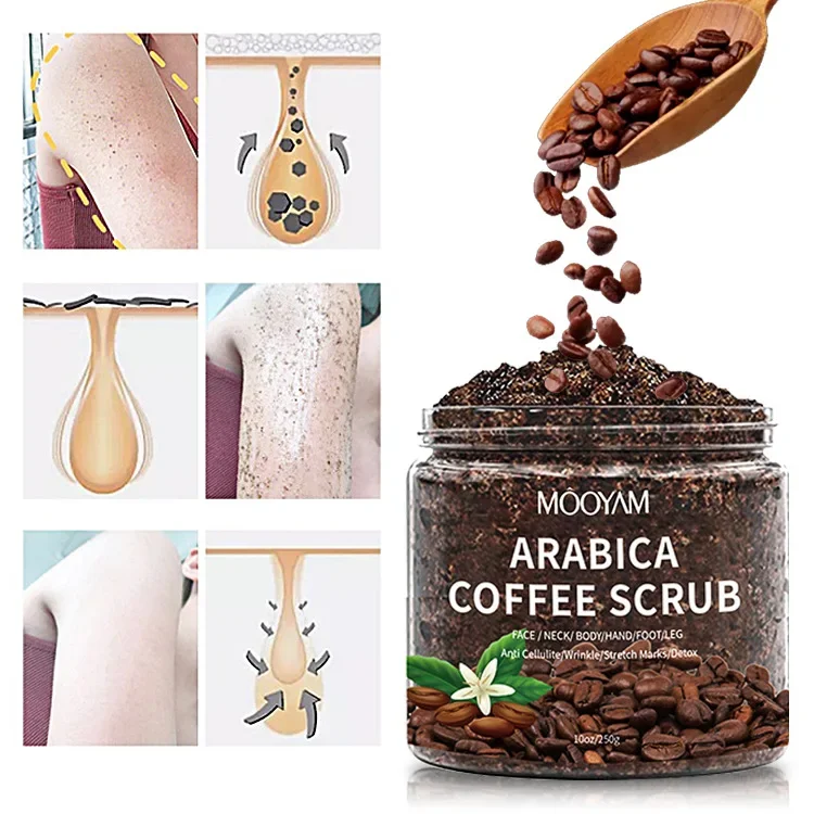 250g MOOYAM Coffee Scrubber Facial and Body Gentle Cleansing Coffee Bath Salt Body Scrubber Skin care