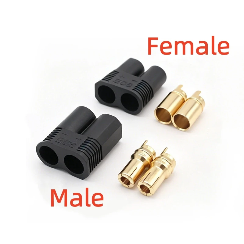 1PCS EC8 male and female thickened model aircraft model plug with sheath high current connector lithium battery gold plated plug