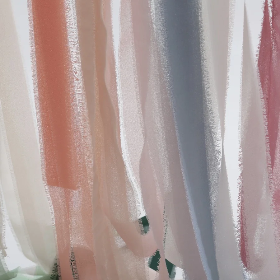 9 Rollen/Set ausgefranstes Satin-handgemachtes Chiffon-Seidenband für Hochzeitseinladung, Blumensträuße, Geburtstagsfeier, DIY-Dekoration, Geschenk – Detail 2