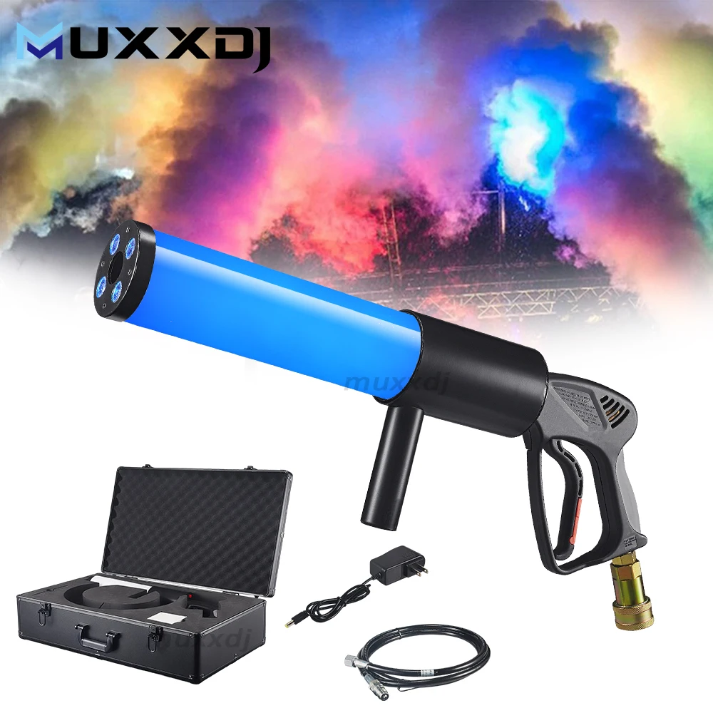 

MUXXDJ 1PCS Case Handheld CO2 Fog Machine Gun with Color Changing RGB Lights for Event & Stage