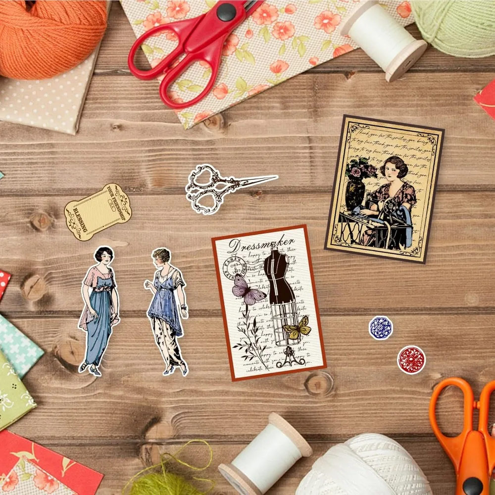 1pc Vintage tło do szycia wyczyść znaczki dla DIY Scrapbooking elegancka dama manekin silikonowe przezroczyste pieczęcie do dzienników — zdjęcie 6