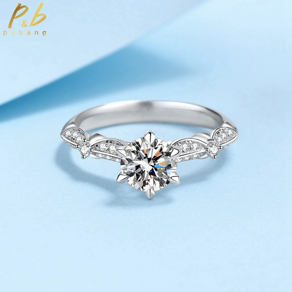 

PuBang Fine Jewelry Solid 925 Sterling Silver White Gold Luxury Moissanite Diamond Ring for Women Anniversary Gift Free Shipping