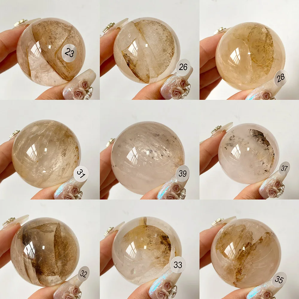 Natural Crystal Golden Healer Dendritic Sphere Polished Quartz Ball Home Decor Collectible Gift