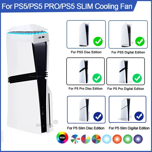 Imagen 2 del producto Nuevo ventilador de refrigeración superior para PS5 pro, enfriador de juegos RGB superior a prueba de polvo, soporte de disipación de calor, sistema de refrigeración para PS5/PS5 Slim/PS5 PRO