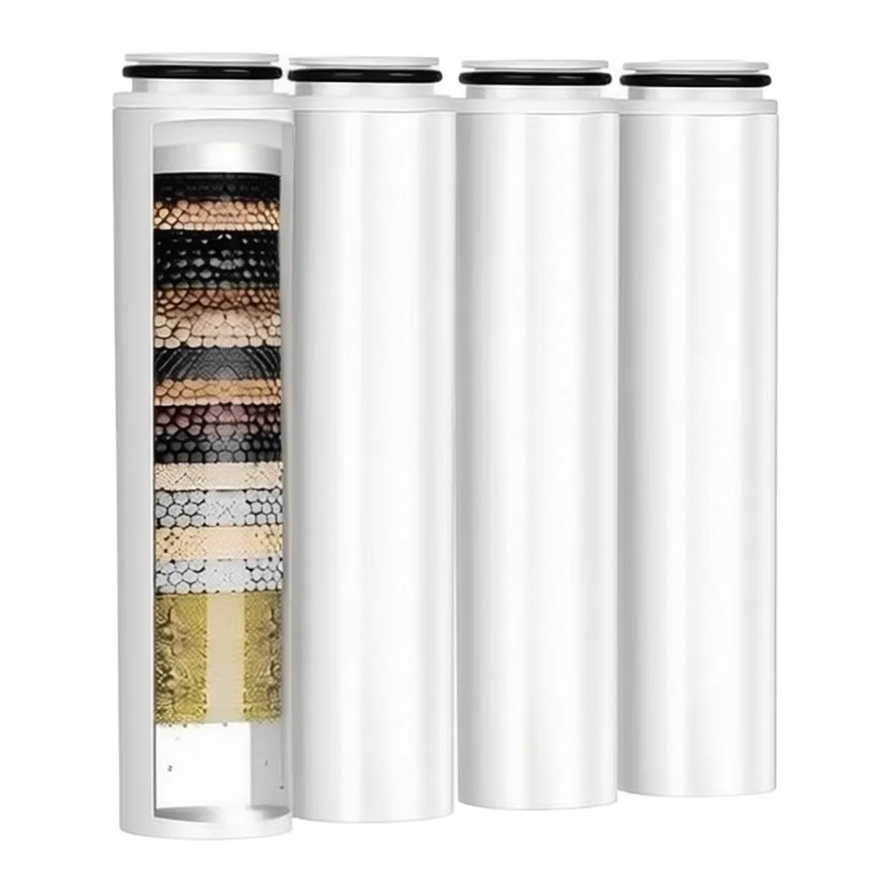4 Pack White ABS Shower Filter Cartridge Replacement Compatible with Cylindrical 20 Stage Shower Filters 9.6x2.2cm