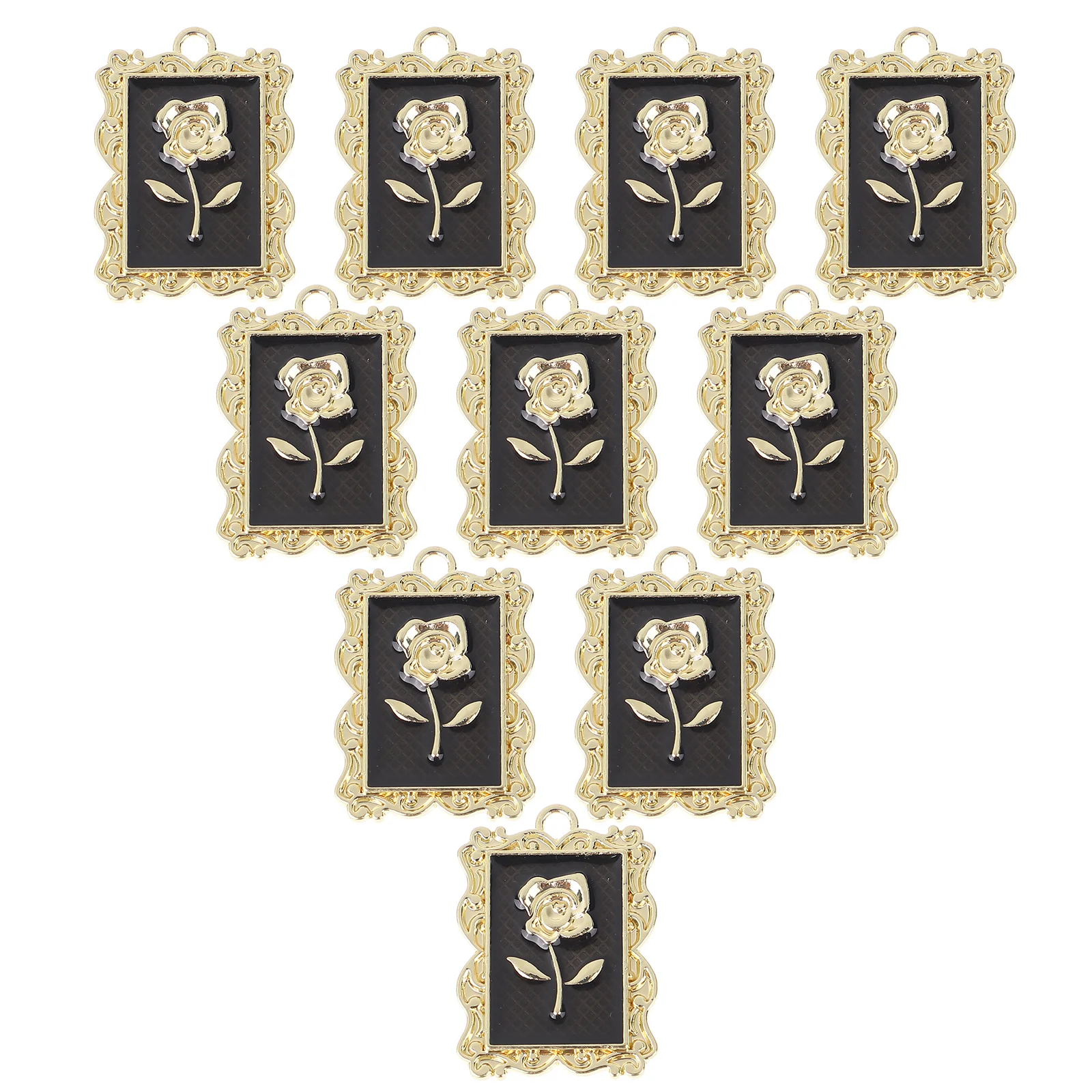 

10pcs Rose Flower Frame Pendant Alloy Charms Jewelry Making Materials DIY Necklace Bracelet Accessories