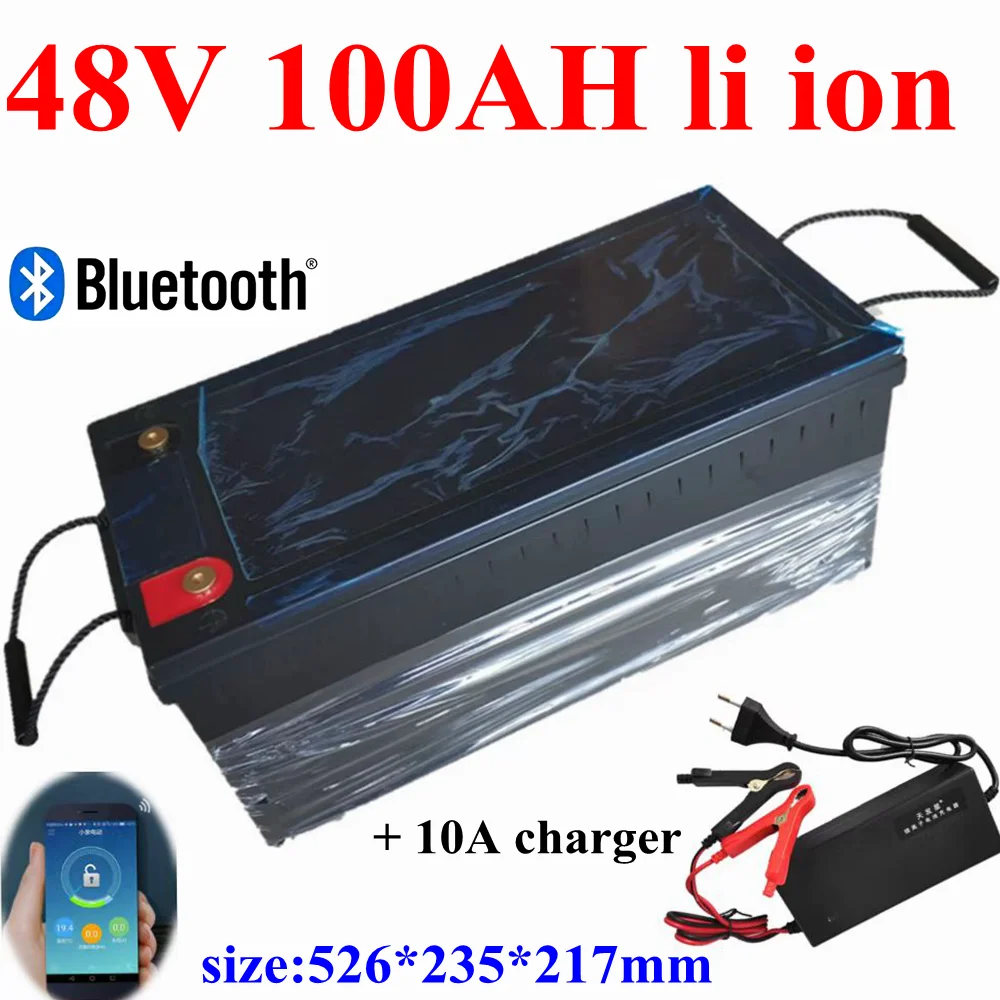 

lithium 48V 100AH li ion battery With bluetooth APP BMS for 3500W 5000W go cart scotter Solar energy storage + 10A charger