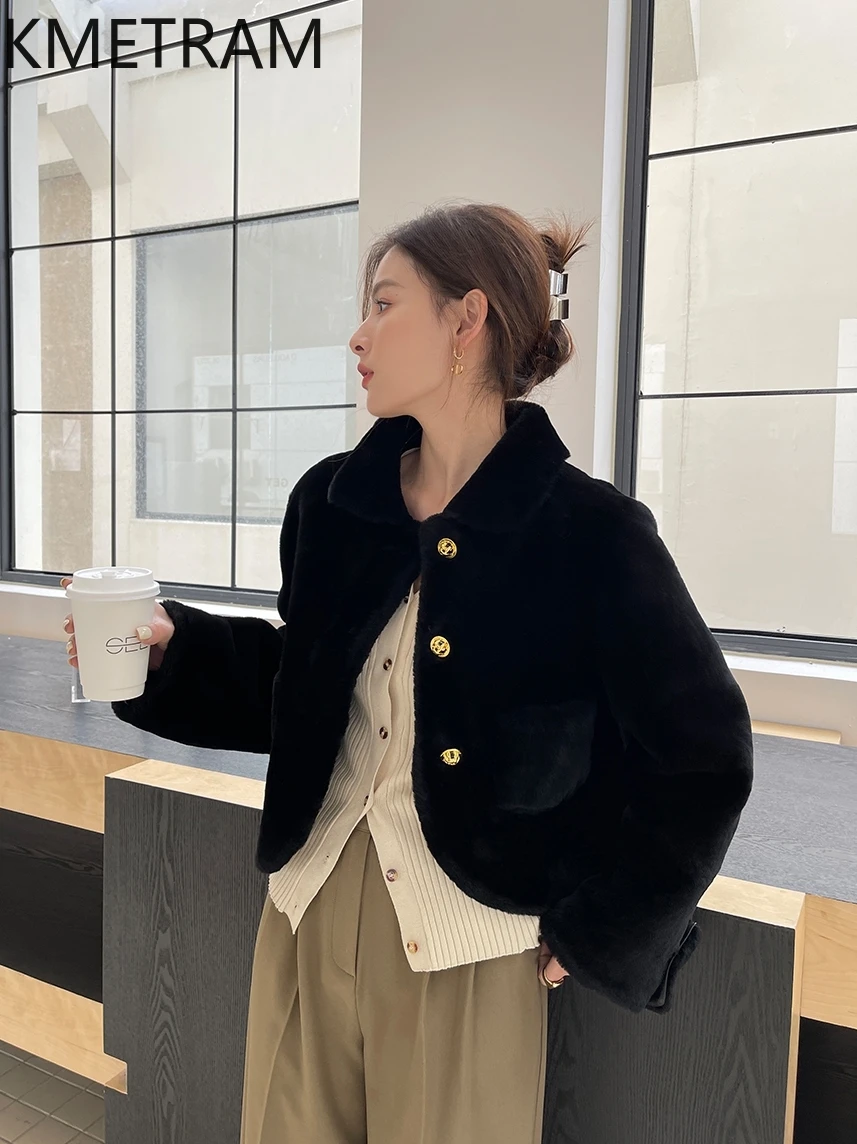 100% Natural Merino Wool Sheepskin Double Faced Fur Jacket Woman Luxury Short Real Fur Coat Women Winter Clothes 2025 Fourrure