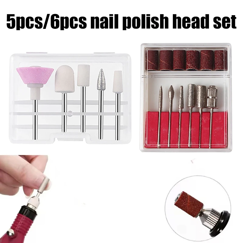 Mèches pour ponceuse à ongles électrique, tête de meulage, gel, fraise, ensemble de manucure, accessoires pour machine, 5 pièces, 6 pièces