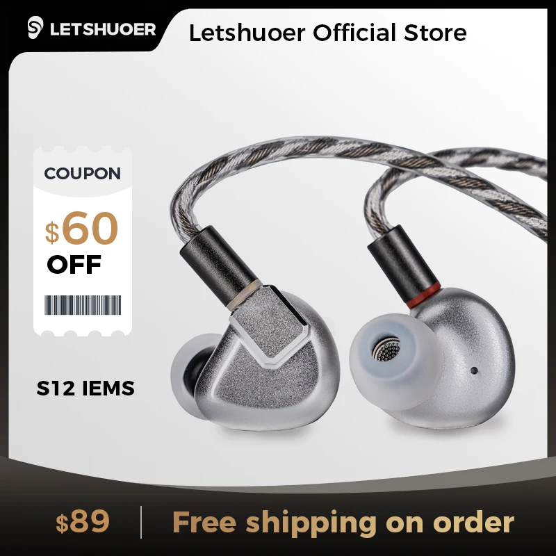 LETSHUOER S12 Hifi Earphones 14.8mm Planar Magnetic Driver Wired