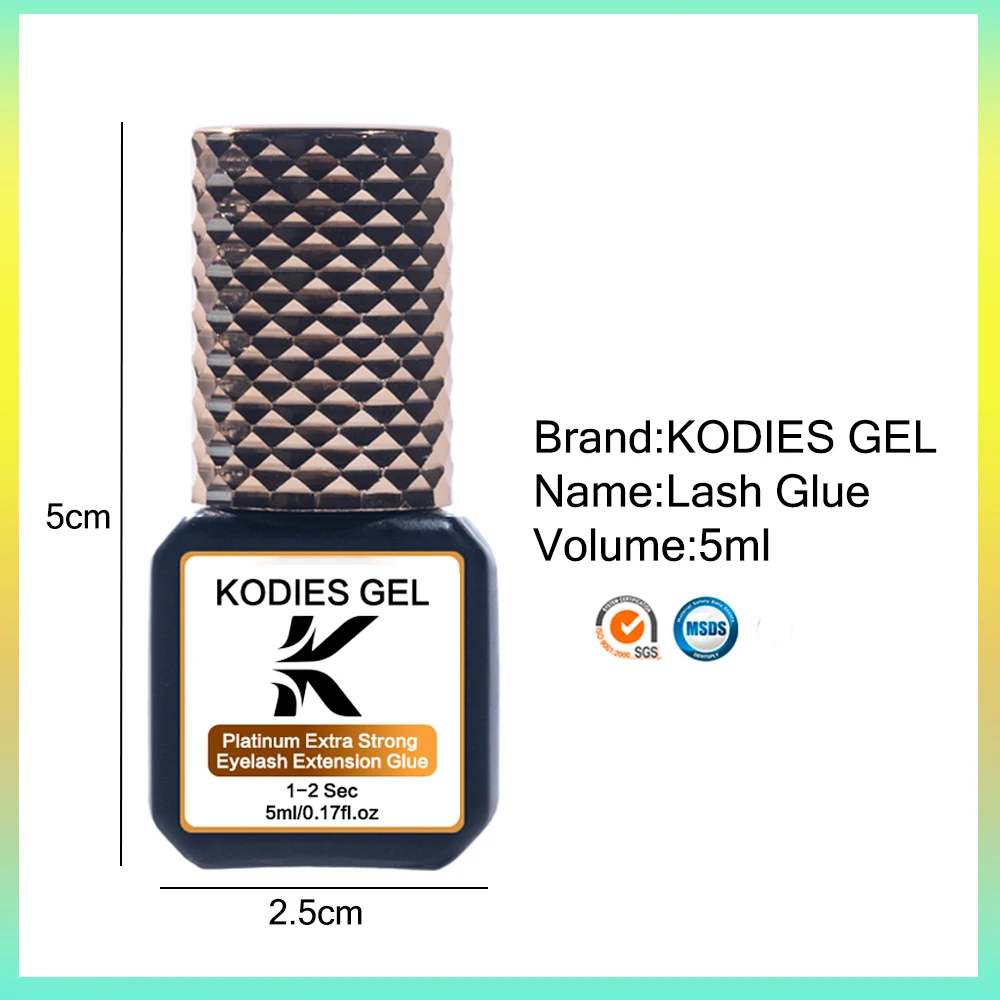 KODIES GEL Extra Strong Eyelash Glue 5ML Lash Extension Supplies 1-2 Second Fast Dry Black Lash Lift Glue Adhesive Original