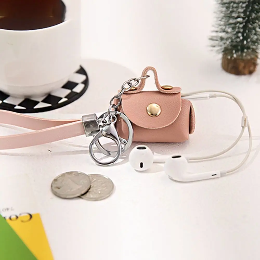 Key Holder Mini Bag Storage Bag Leather Headphone Bag Bag Key Chains Korean Style Key Ring Coin Purse Bag Pendant Decoration