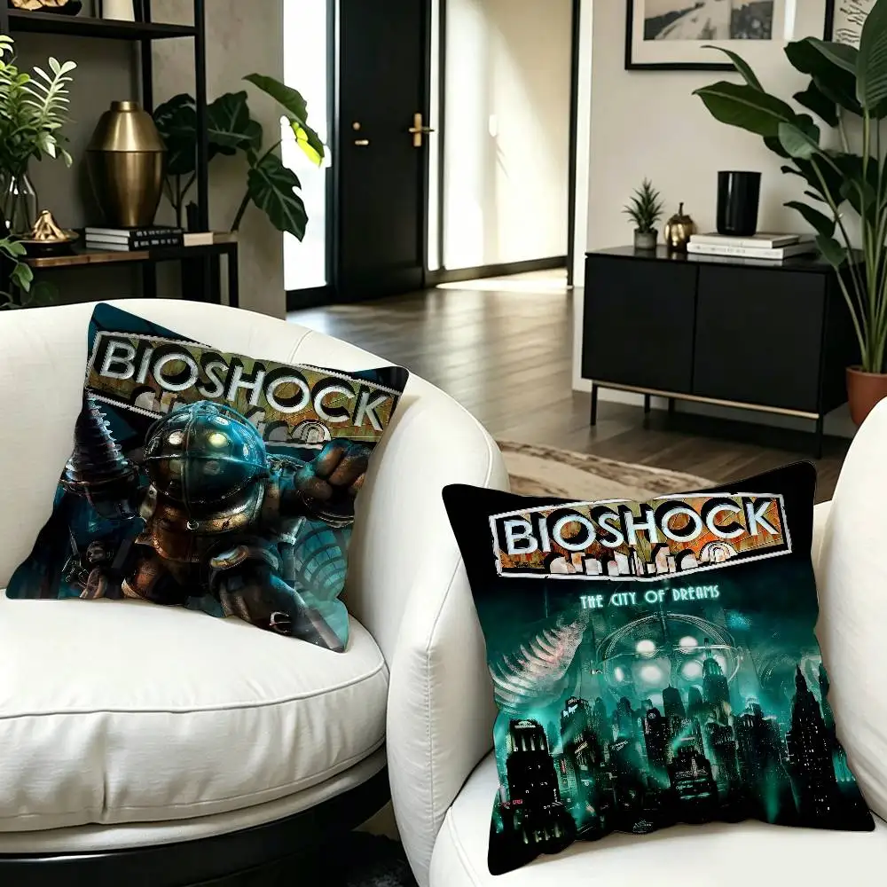 B-Bioshock-Rapture Underwater City Cushion Cover Pillowcase Upholstery Sofa Throw Pillow Home Decor Pillowcas