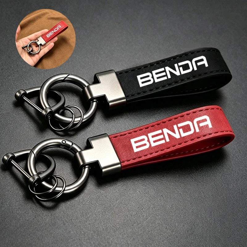 Deluxe Leather Suede Keychain Motorcycle Keyring For Keeway BENDA LFC 700 Benda 700 LFC Pro LFS 700 Anti-lost Accessories
