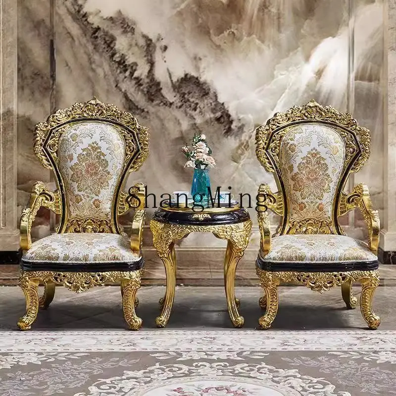 

ZYY solid wood small round table light luxury living room sofa side table palace style small coffee table corner