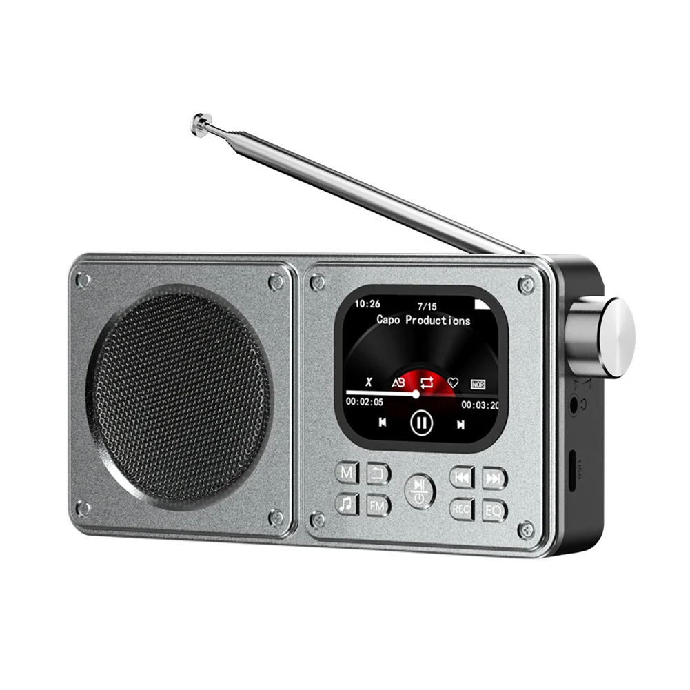 Reproductor de Radio FM portátil MP3/MP4, altavoces BT inalámbricos para exteriores de 1500mAh, Mini reproductor de música con sonido Hifi para viajes al aire libre y Camping