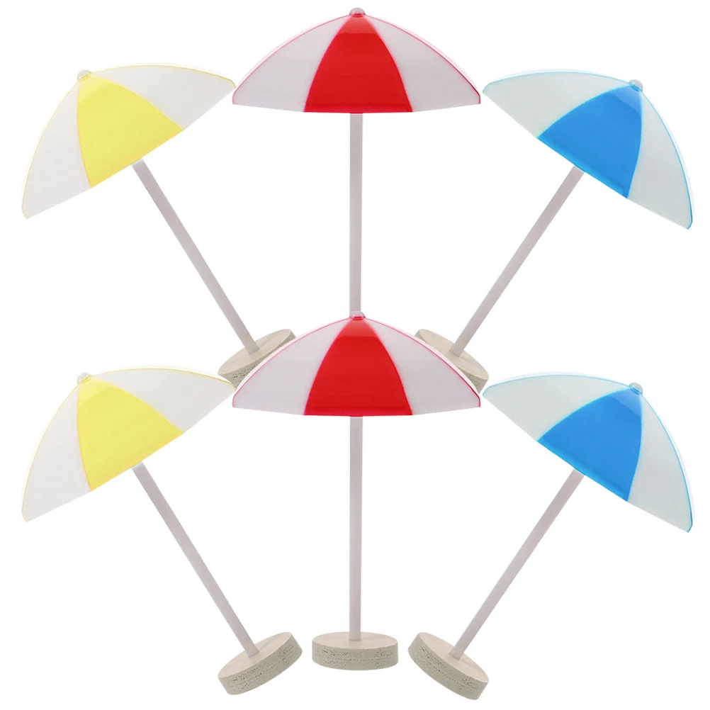 6pcs Mini Beach Umbrella Micro Landscape Decor For House Diy Accessories Kids Plant Potted Scene Party Bar Garden Sandbox
