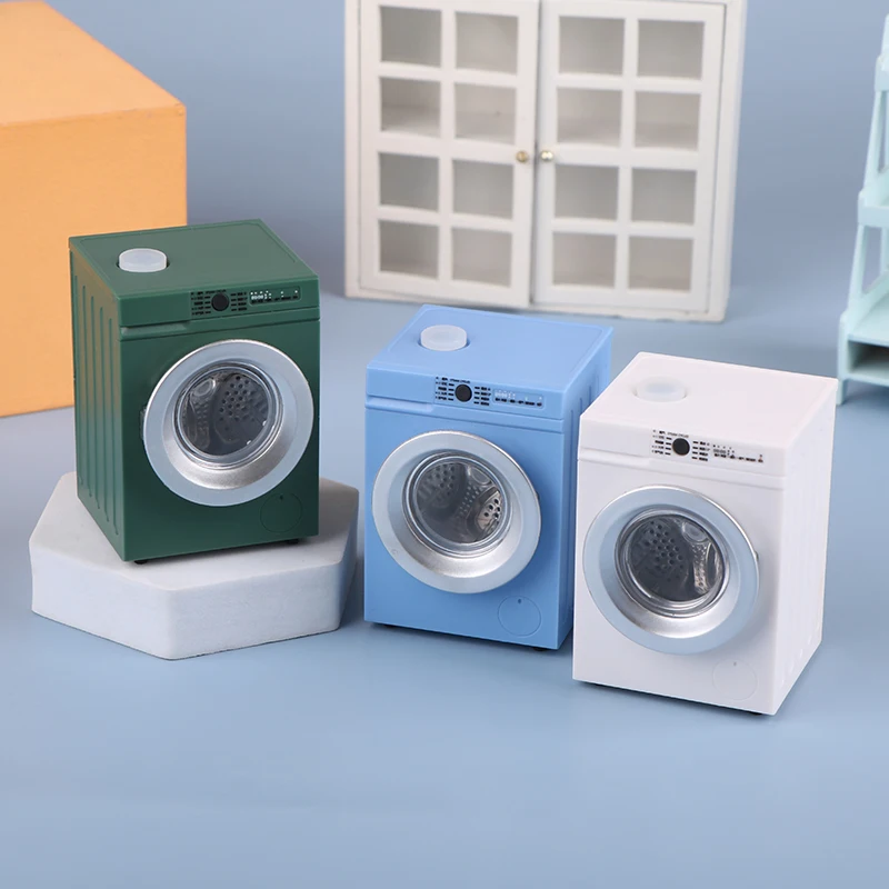 New Dollhouse Miniature Washing Machine Drum Washer Laundry Model Doll House Home Appliance Model Decor Toy