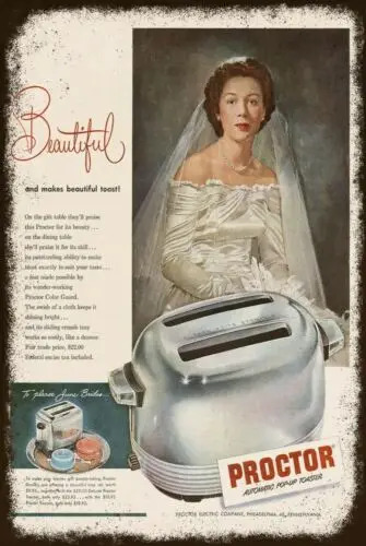 Proctor Toaster Wedding poster Advert Aged Look Retro Style Metal Sign Plaque sign