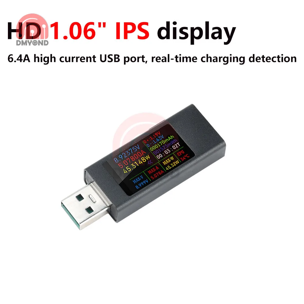 360W USB Tester Voltmeter Ammeter 1.06" IPS 4V-30V 12A Peak QC/PD Detect w/ Energy Curve for Laptop Charger Data Cable Test Tool