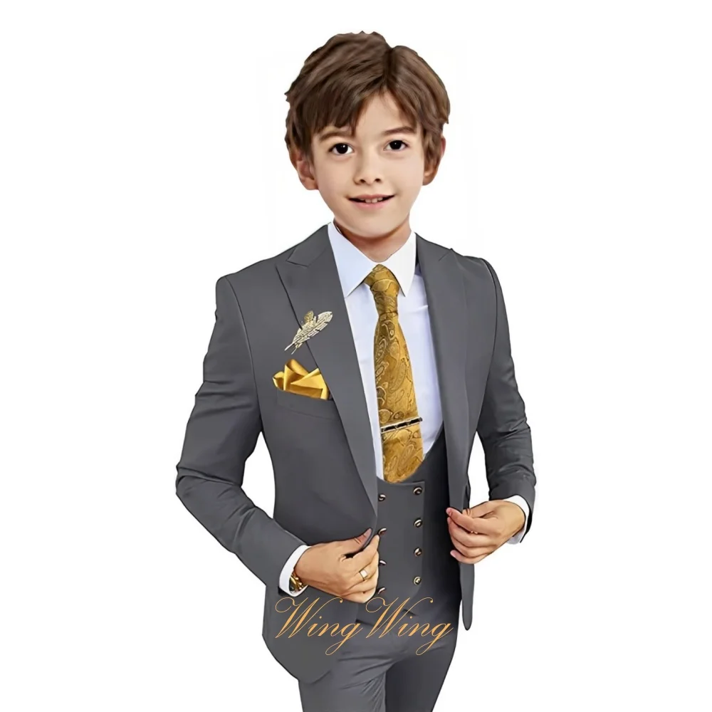 Wedding Boy's 3-piece Suit Set Slim Fit Jacket Pants Vest Groomsman Tuxedo Formal Blazer Elegant Suit for Boys
