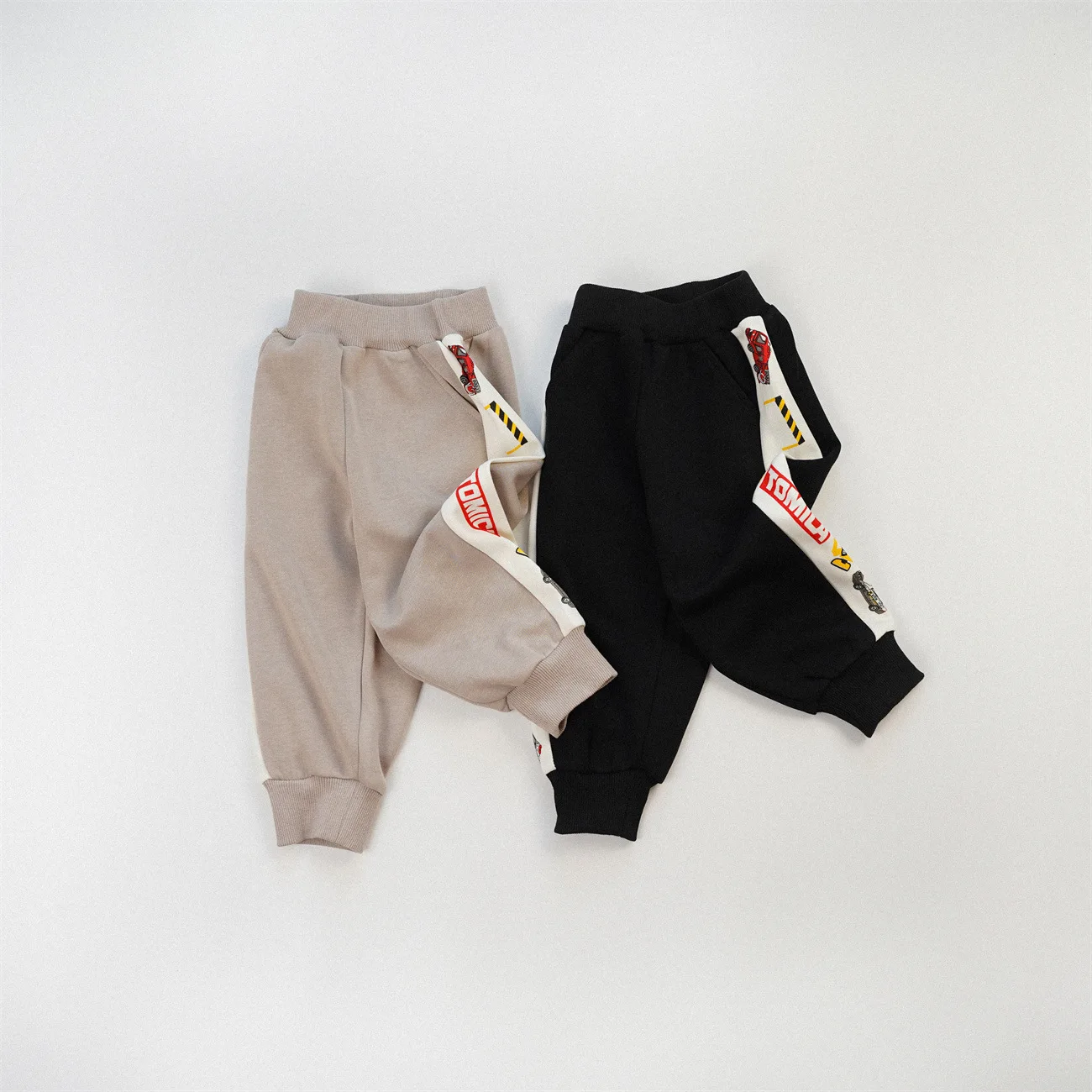90-150 Kids Jogger Pants 2026 Autumn Car Patchwork, Comfy Breathable Versatile Sports Long Pants for Teenage Boys & Girls