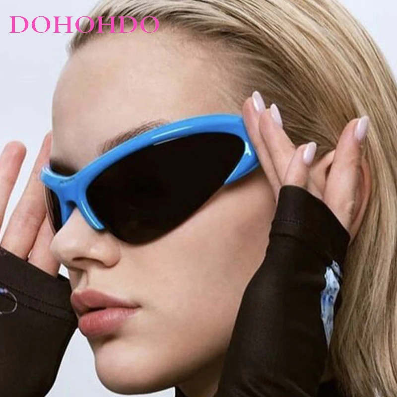 

2025 Fashion Brand Designer Punk Cycling Women Sunglasses Vintage Metal Cat Eye Sunglass Men Outdoor Sports Travel Goggles UV400