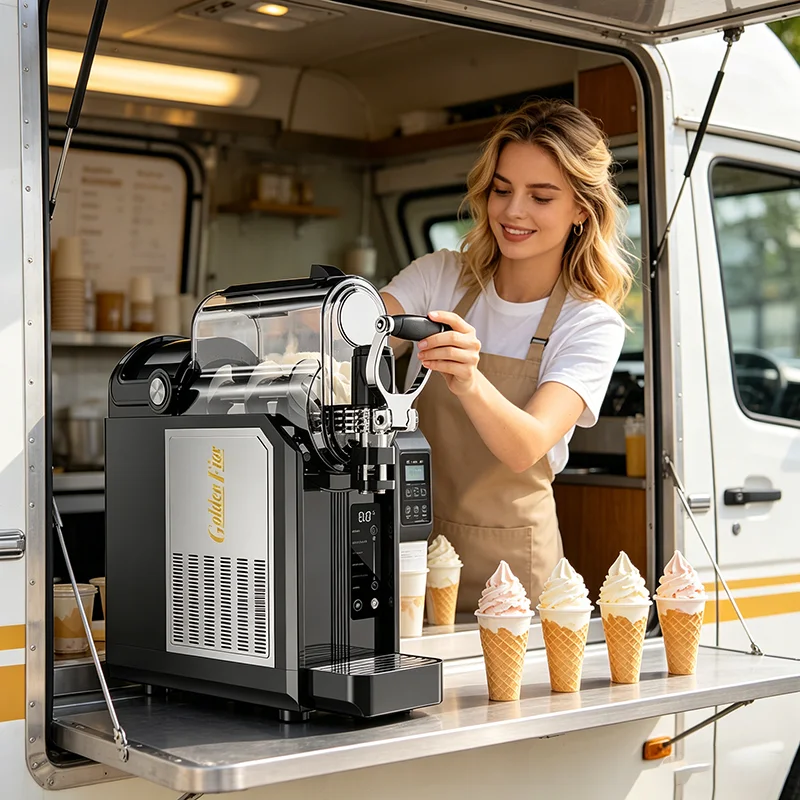 Outdoor RV Food Truck Commercial Soft Ice Cream Machine 200W 3L Frozen Juice Drink Ice Slushie Maker