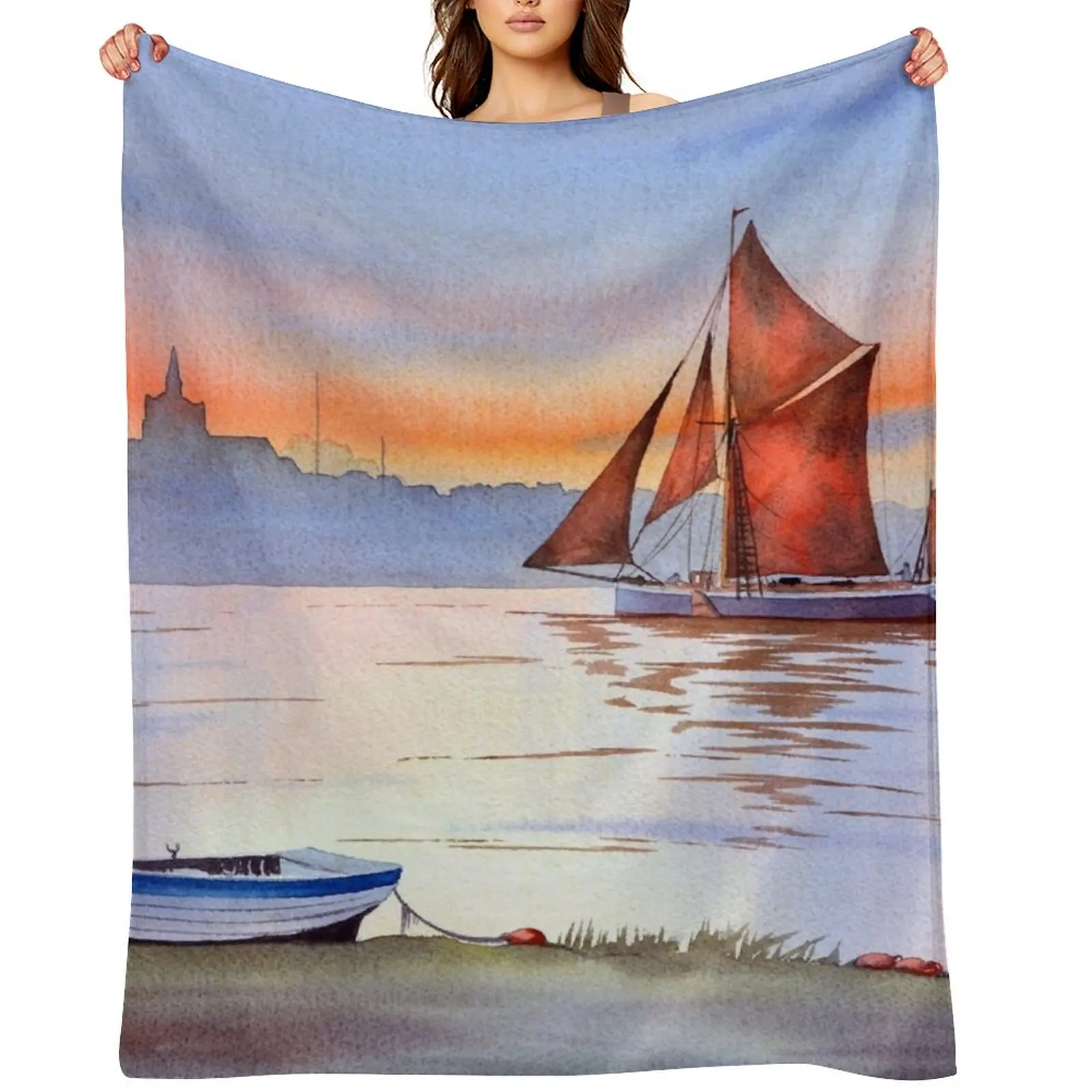 

Thames Barge At Maldon Essex England Throw Blanket Sofa Throw Baby Beautifuls Luxury Blankets